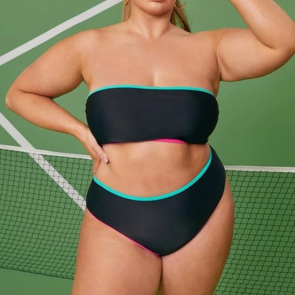 Black contrast bandeau bikini NWT high waisted - Picture 3 of 3